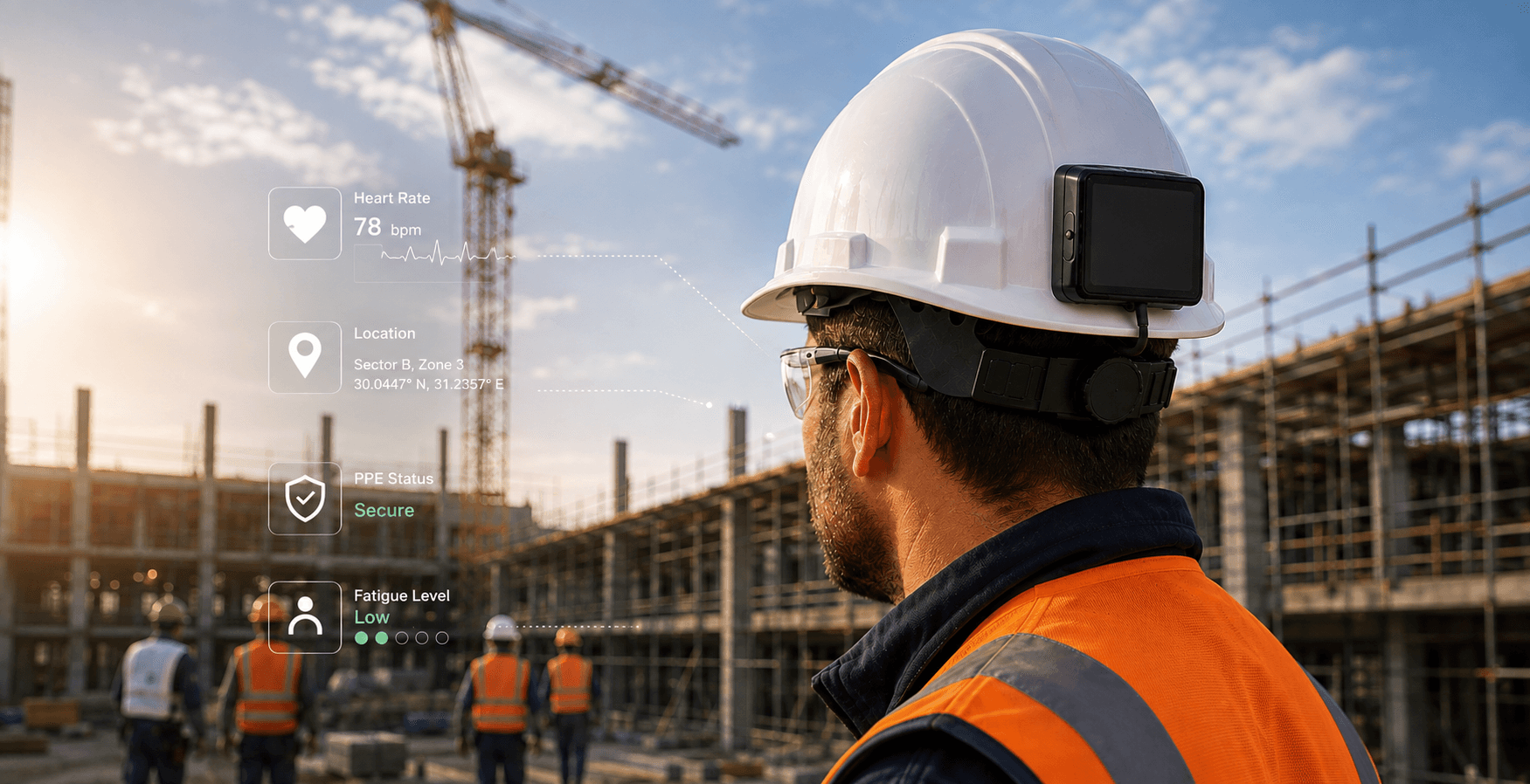 Construction worker wearing a VCT safety helmet